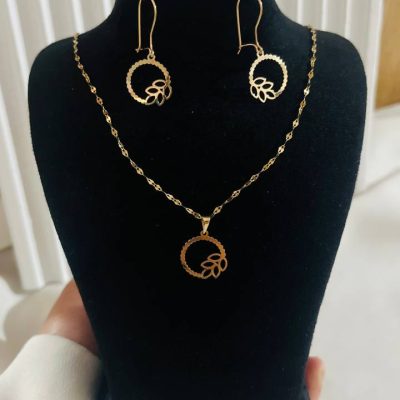 نیم ست طلا زیر یه گرم طرح خوشه گندم