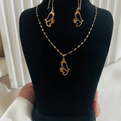 نیم ست طلا زیر یه گرم طرح دوقلب