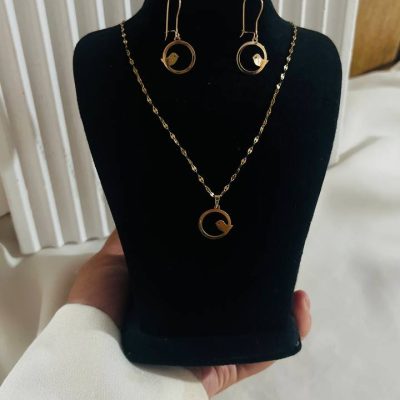 نیم ست طلا زیر یه گرم طرح پرنده