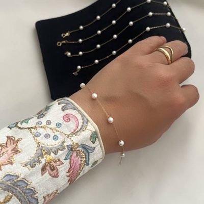دستبند طلا مرواریدی زیر نیم گرم